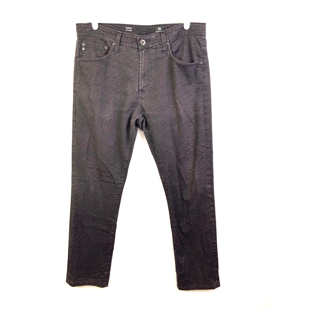 AG Adriano Goldschmied 34x34 (34x30) Black/Burgundy Everett Slim Straight Jeans